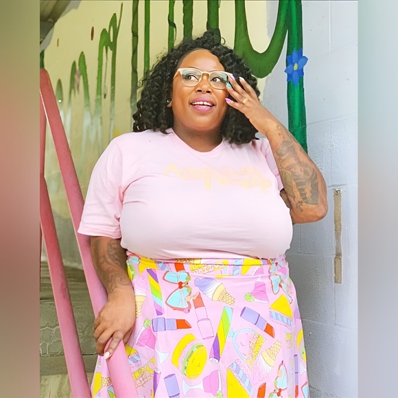 Retrolicious, Boardwalk Bliss Skater Skirt color Pink, Multicolor - Picture 3 of 8